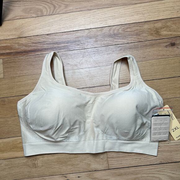 NEW Truekind Women's 2XL Everyday Comfort Straps Wireless Shaping Bra Beige Nude - Picture 1 of 9